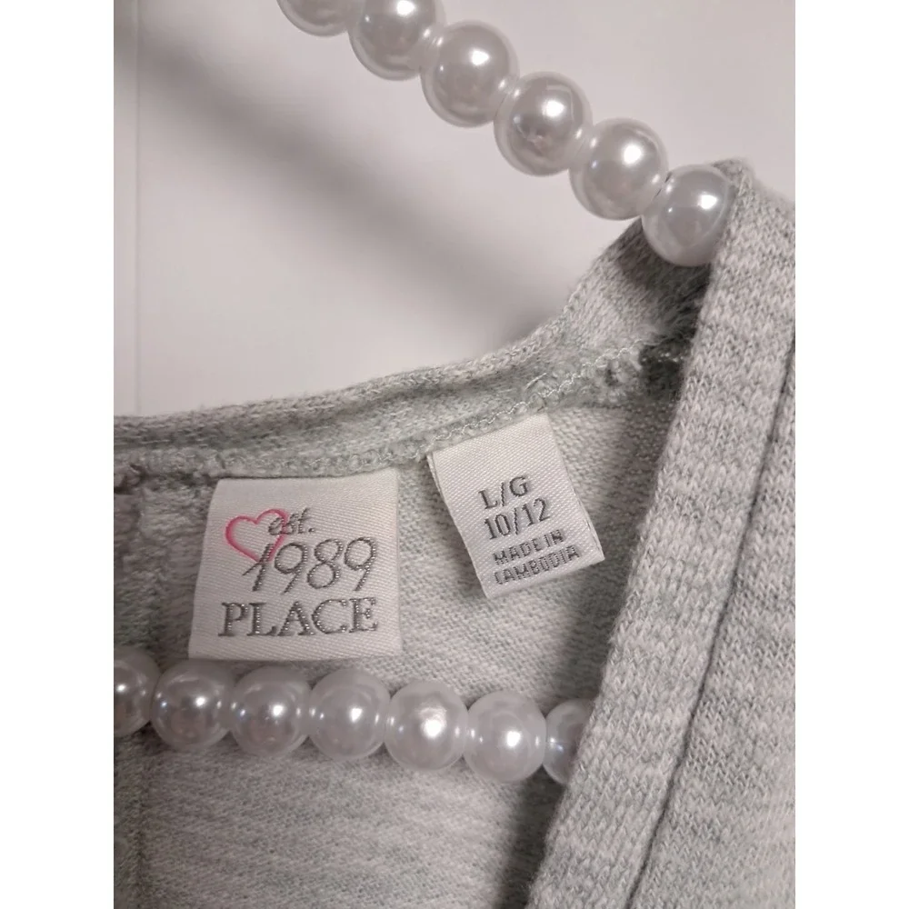 Girls 1989 Place‎ Gray Open Cardigan-size 10/12. Large